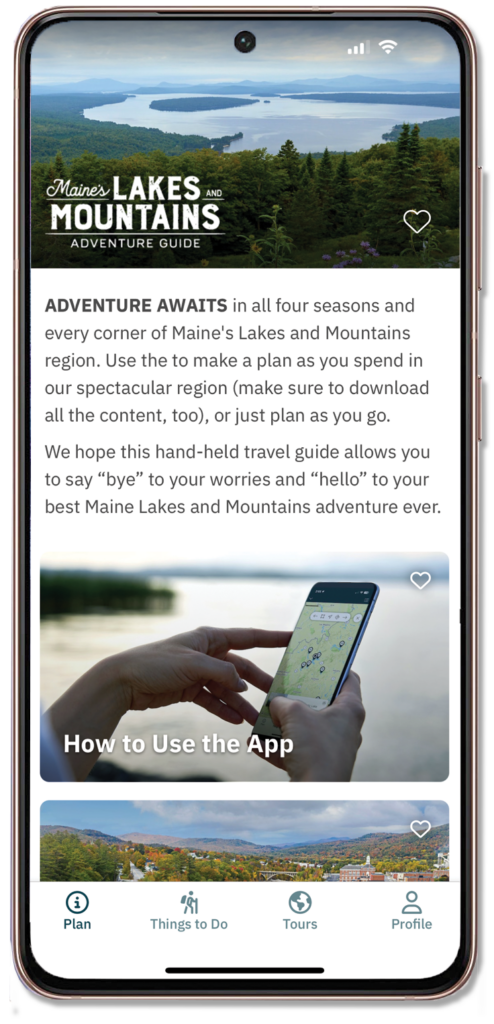 Maine's Lakes and Mountains Adventure Guide App, How to use the App