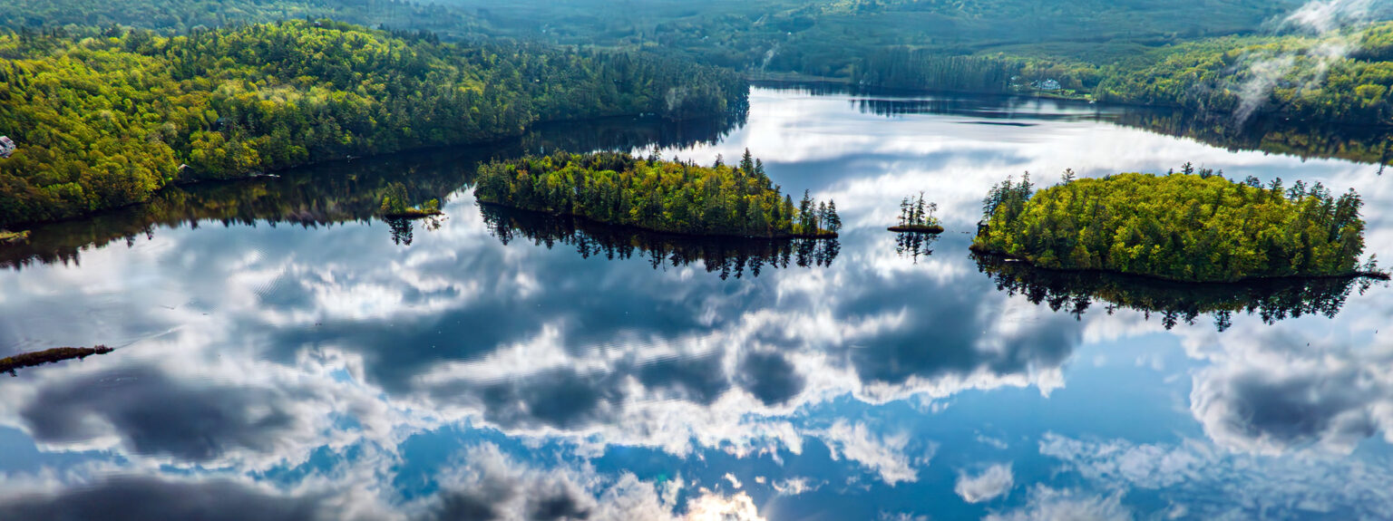 Aerial view of Kezar Lake near Lovell, Maine