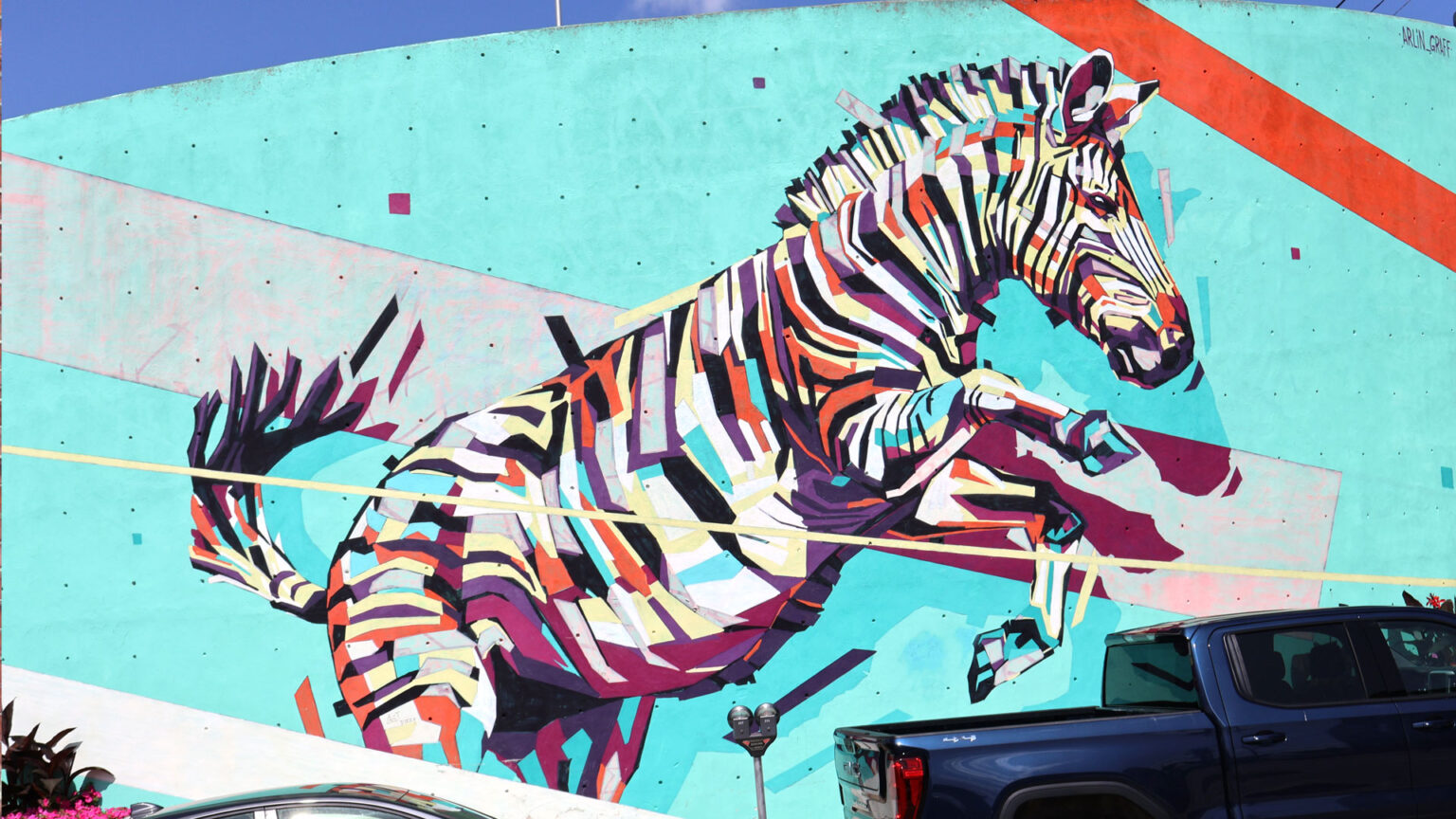 Zebra by Arlin Graf, public art installation in Lewiston